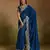 Women gorgette rama zari lace work saree