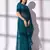 Women gorgette rama zari lace work saree