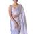 Women fandy silk lavender zari lace work saree
