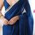 Women fandy silk nblue zari lace work saree