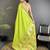 Women lime green floral ikkat motifs lichi silk saree