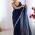 Women fandy silk nblue zari lace work saree