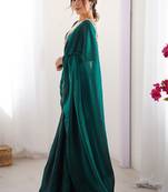 Women fandy silk ramagreen zari lace work saree