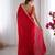 Women fandy silk red zari lace work saree