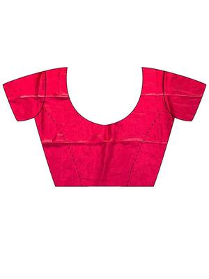 Women fandy silk blend red zari lace work saree 3