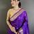Women purple floral ikkat motifs lichi silk saree