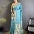 Women sky blue floral ikkat motifs lichi silk saree