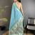 Women sky blue floral ikkat motifs lichi silk saree