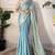 Women fandy silk teal zari lace work saree