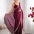 Women fandy silk wine zari lace work saree