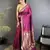 Women magenta floral ikkat motifs lichi silk saree