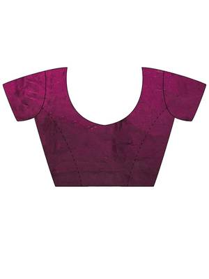 Women fandy silk blend wine zari lace work saree 5