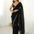 Women fandy silk black zari lace work saree