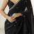 Women fandy silk black zari lace work saree