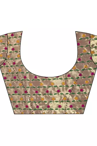 Women magenta floral ikkat motifs lichi silk saree