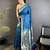 Women blue floral ikkat motifs lichi silk saree