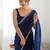 Women fandy silk nblue zari lace work saree