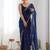 Women fandy silk nblue zari lace work saree