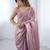 Women fandy silk pink zari lace work saree
