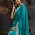 Women rangoli blue zari lace work saree