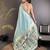 Women sky blue floral ikkat motifs lichi silk saree