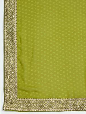 Women rangoli mehendi zari lace work saree 5