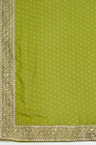 Women rangoli mehendi zari lace work saree