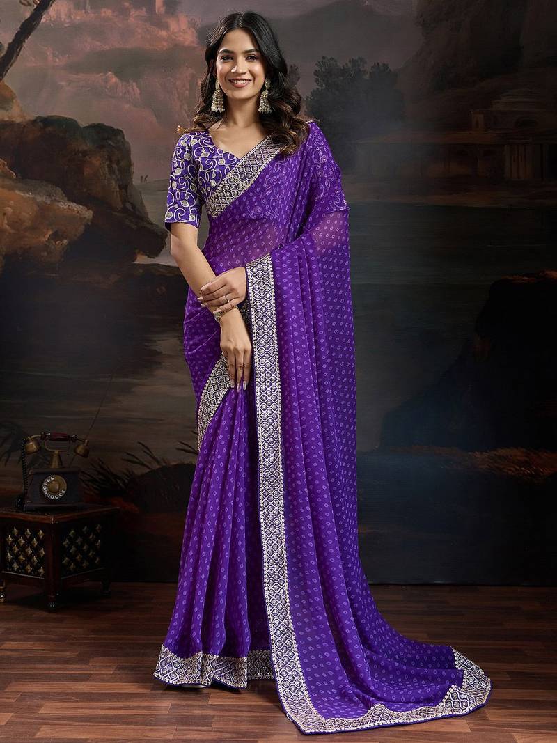 Women rangoli rblue zari lace work saree