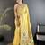 Women light yellow floral ikkat motifs lichi silk saree