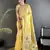 Women light yellow floral ikkat motifs lichi silk saree