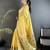 Women light yellow floral ikkat motifs lichi silk saree