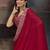 Women rangoli red zari lace work saree