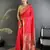 Women rani pink floral ikkat motifs lichi silk saree