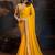 Women rangoli yellow zari lace work saree