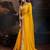 Women rangoli yellow zari lace work saree