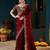 Women fandy satin red zari lace work saree