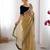 Women net chikoo zari lace work saree