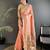 Women peach floral ikkat motifs lichi silk saree