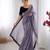 Women net grey zari lace work saree