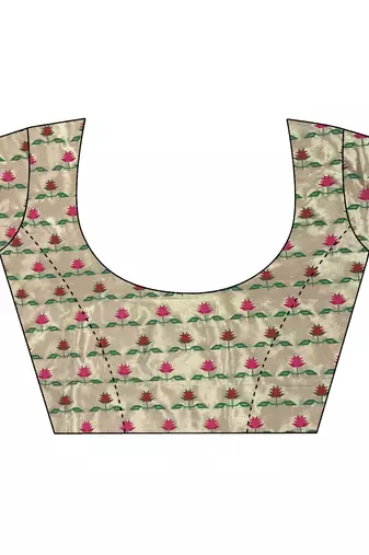 Women peach floral ikkat motifs lichi silk saree