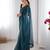 Women net teal zari lace work saree