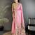 Women baby pink floral ikkat motifs lichi silk saree
