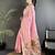 Women baby pink floral ikkat motifs lichi silk saree