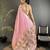 Women baby pink floral ikkat motifs lichi silk saree