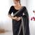 Women net black zari lace work saree