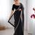 Women net black zari lace work saree