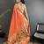 Women orange parrot & floral woven design lichi silk saree