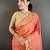 Women orange parrot & floral woven design lichi silk saree
