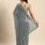 Women gorgette grey zari lace work saree