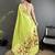 Women lime green parrot & floral woven design lichi silk saree